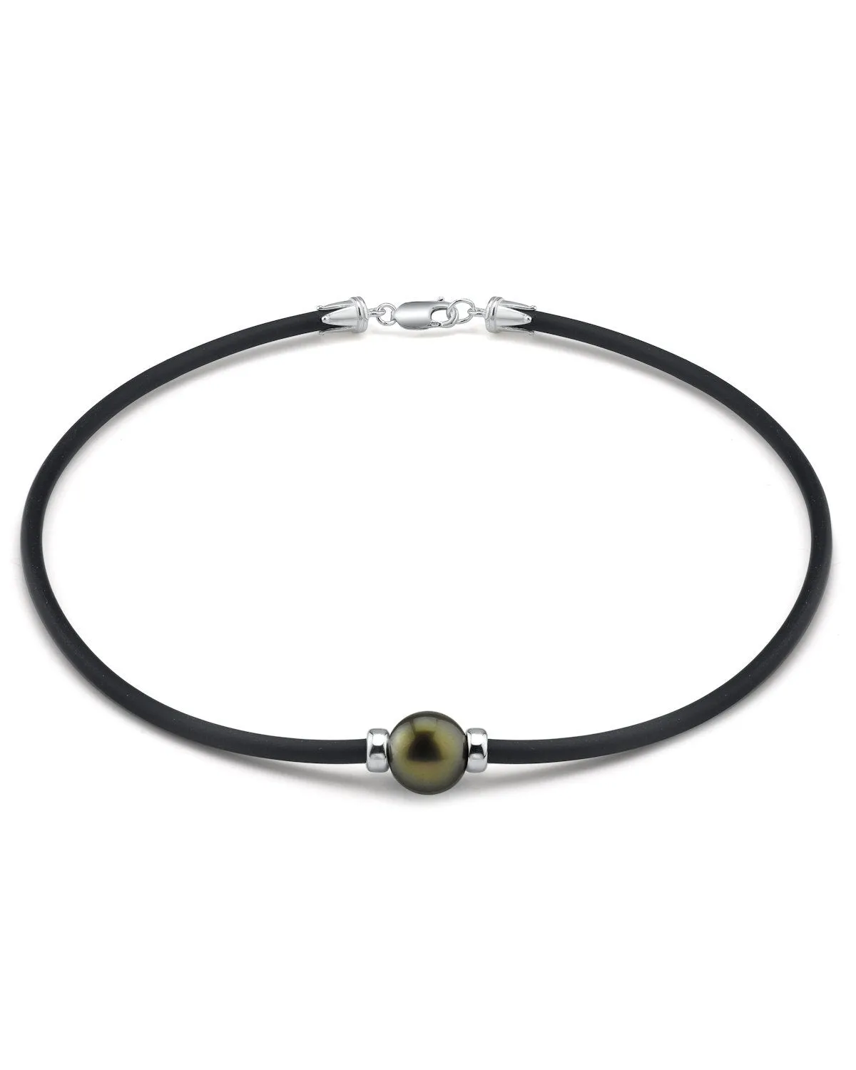 Black Tahitian Pearl on Rubber Poe Rava Necklace