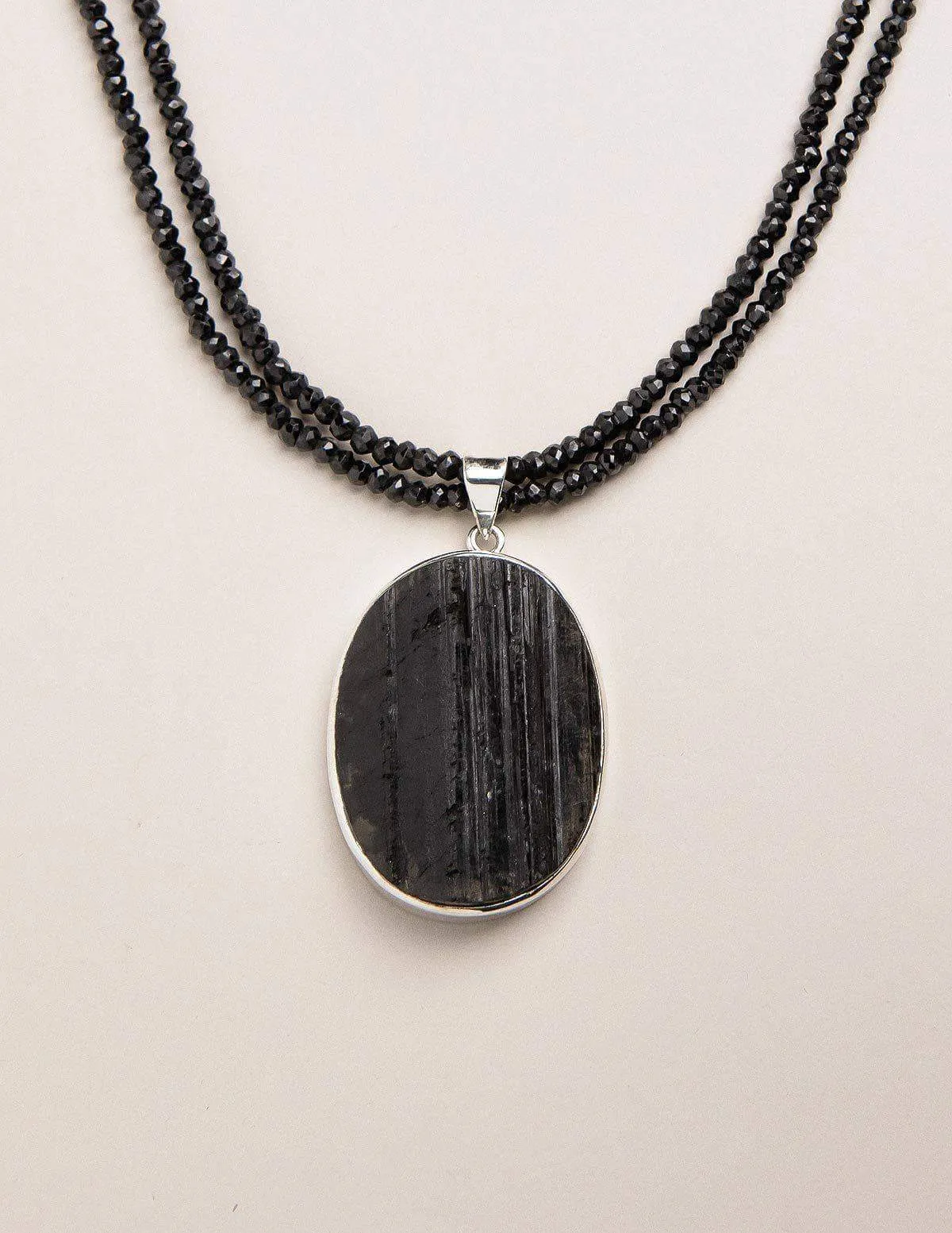 Black Tourmaline Beaded Necklace - One of a Kind