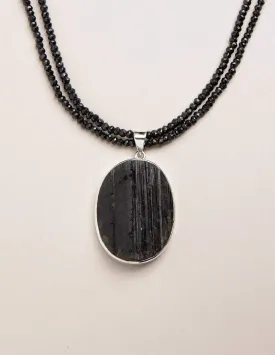 Black Tourmaline Beaded Necklace - One of a Kind