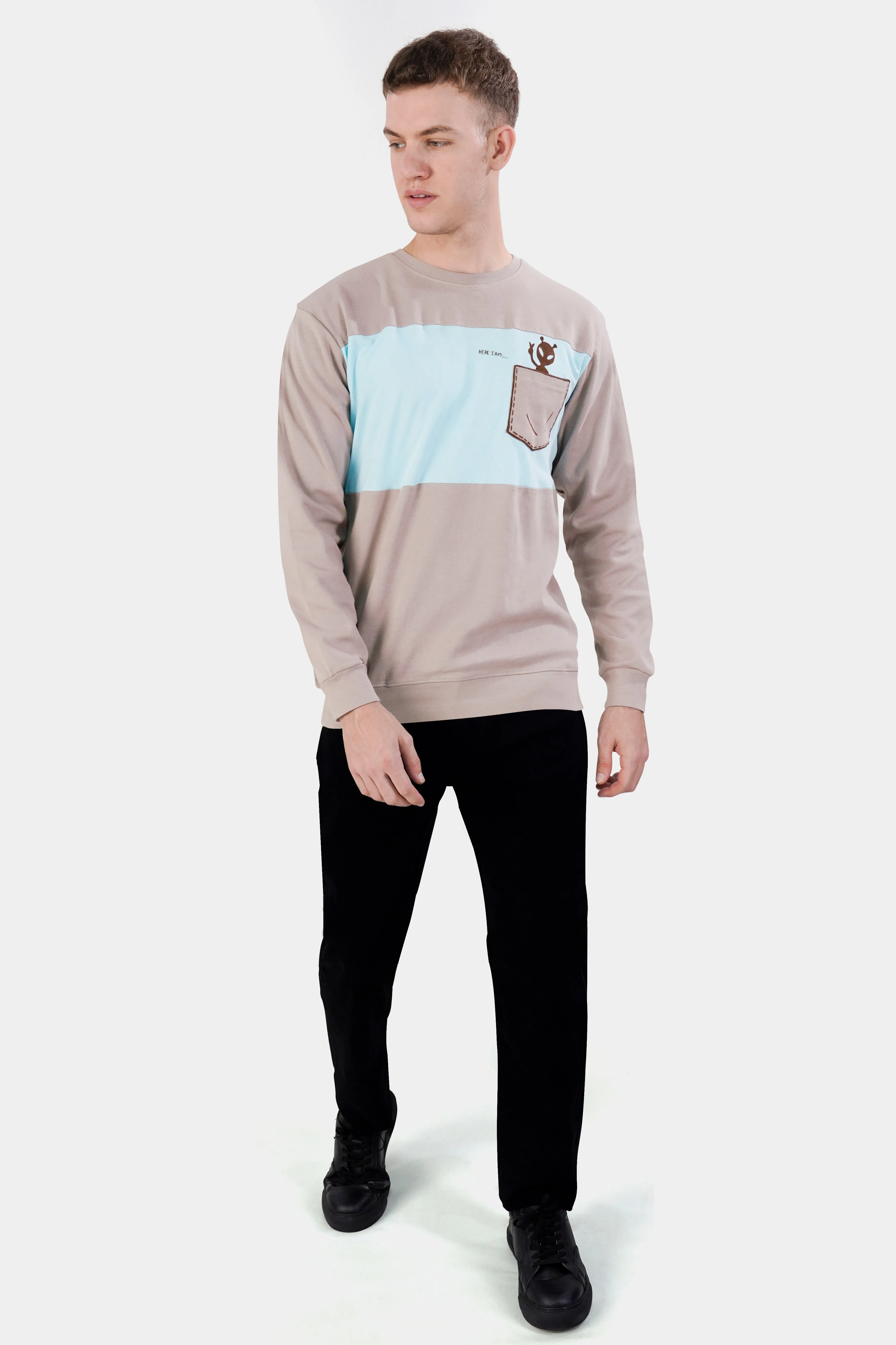 Blossom Brown and Beau Blue Hand Painted Premium Cotton Jersey Sweatshirt