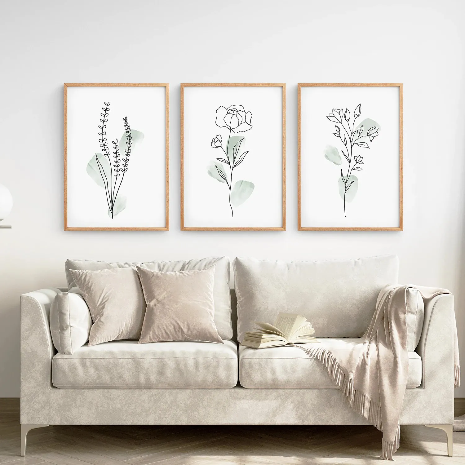 Boho Botanical Art Prints | Set of 3 Green Leaves