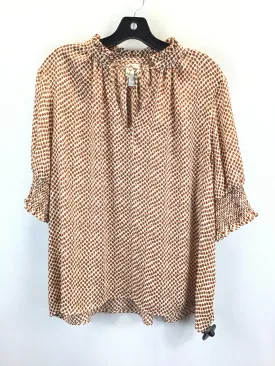 Brown & Cream Top Short Sleeve Worthington, Size Xxl