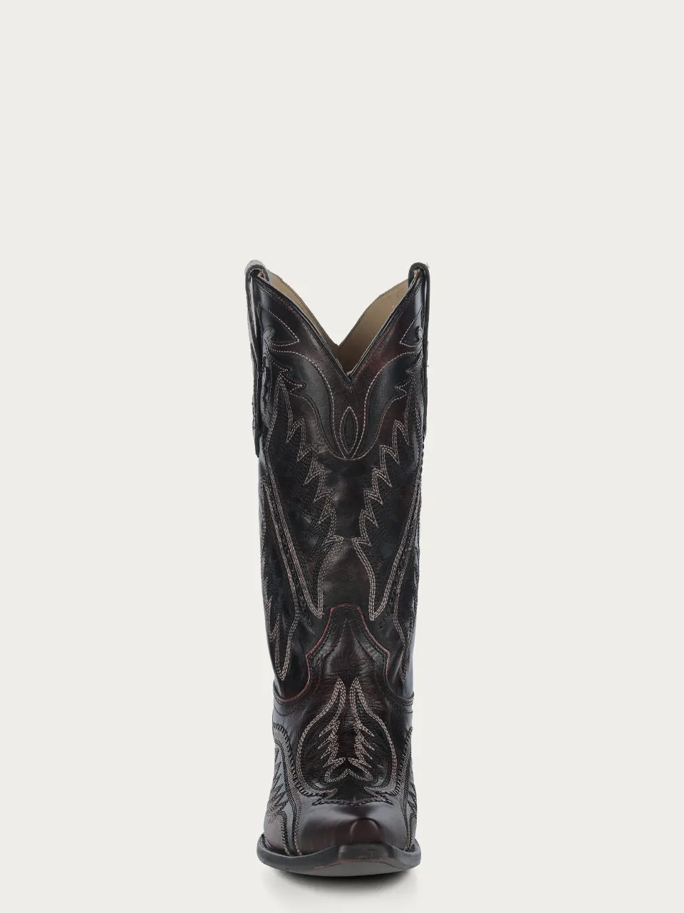 C4150 - MEN'S WOVEN DETAIL WITH EMBROIDERY BROWN SNIP TOE COWBOY BOOT