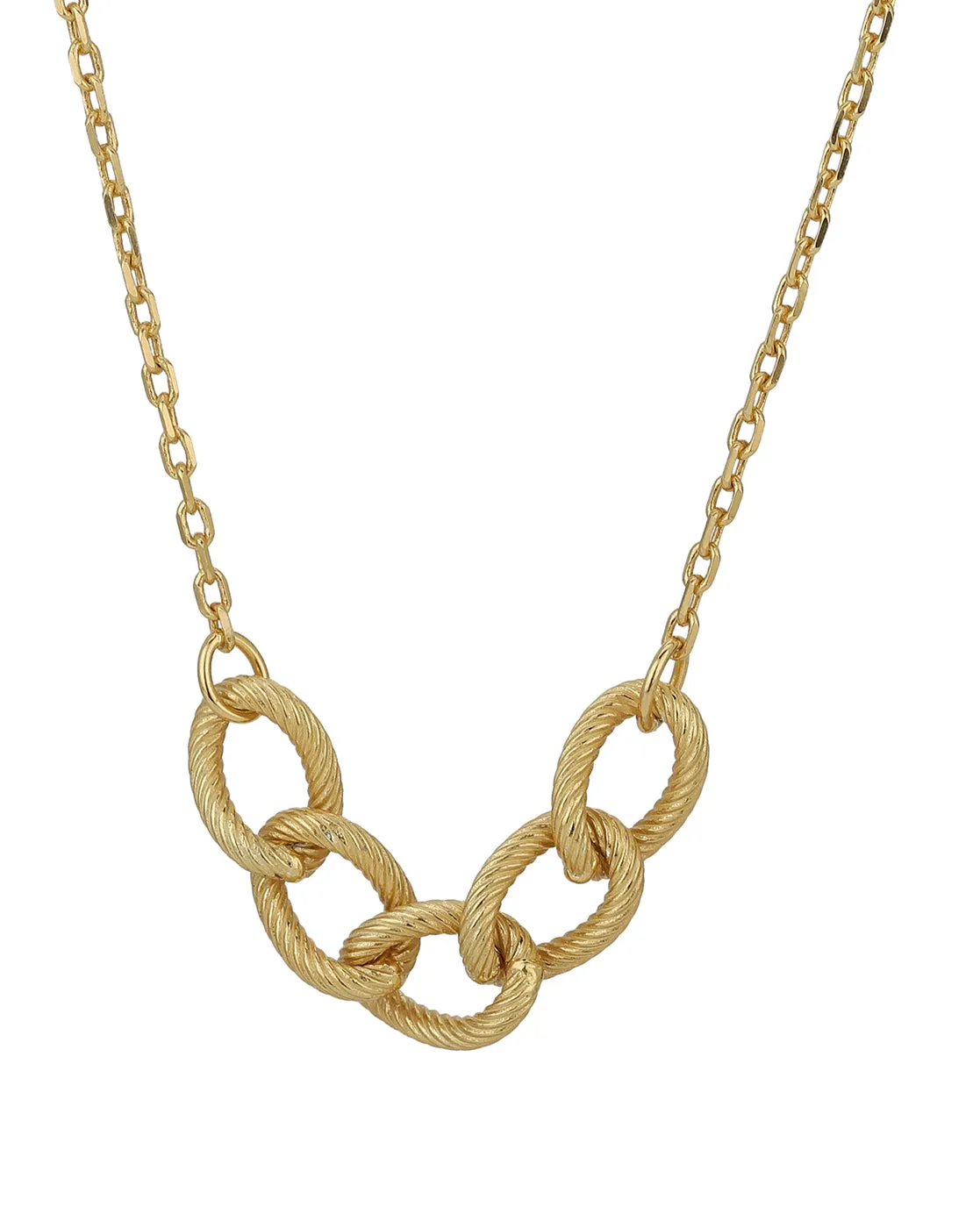 Carlton London 18Kt Gold Plated Contemporary  Necklace With Textured Links