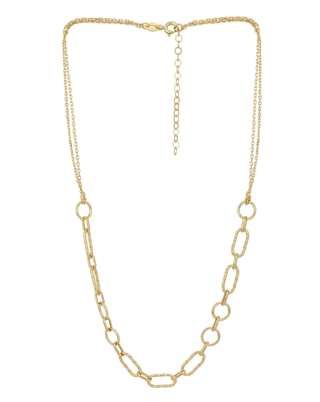 Carlton London 18Kt Gold Plated Double Chain Necklace With Links