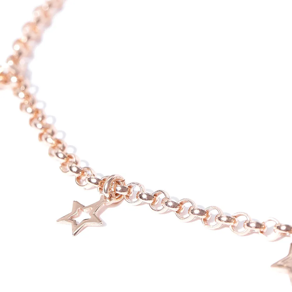 Carlton London 925 Sterling Silver Rose Gold Plated Silver Toned Star Shape Anklet For Women