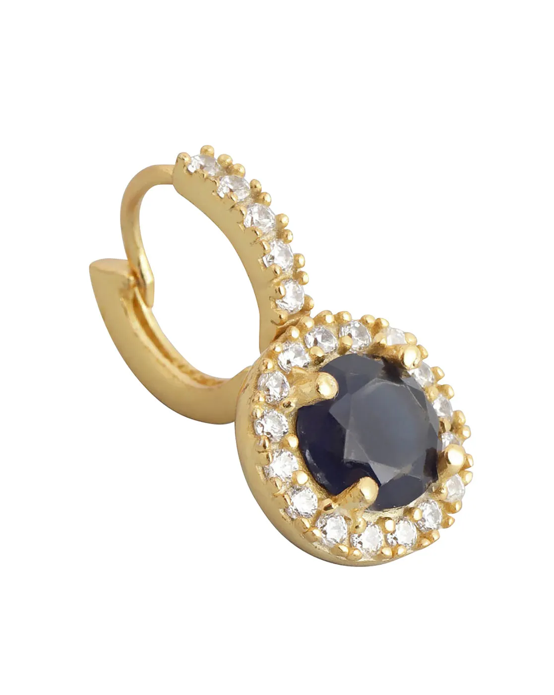 Carlton London Gold Plated Black Cz Circular Drop Earring For Women