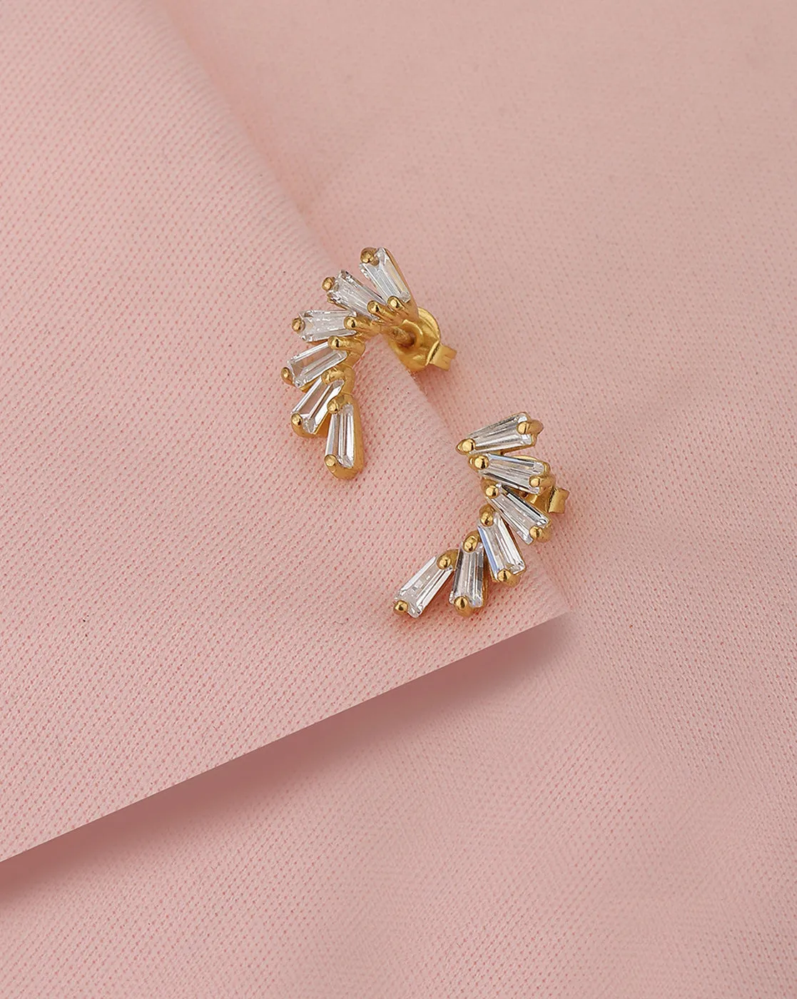 Carlton London Gold Plated Cz Contemporary Stud Earring For Women