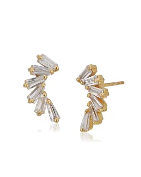 Carlton London Gold Plated Cz Contemporary Stud Earring For Women