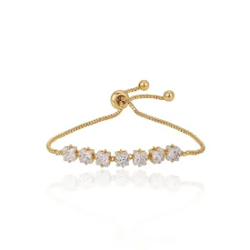 Carlton London Gold Plated Cz Studded Adjustable Charm Bracelet For Women