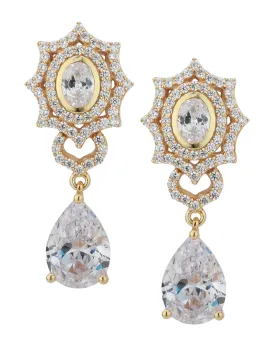 Carlton London Gold Plated Cz Teardrop Drop Earring For Women