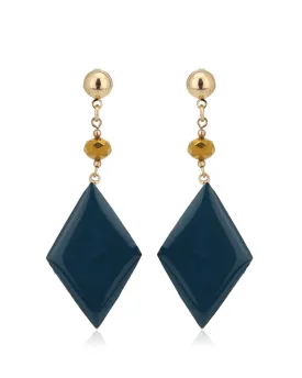 Carlton London Gold Plated Enamel Contemporary Drop Earring With Dangling Stone