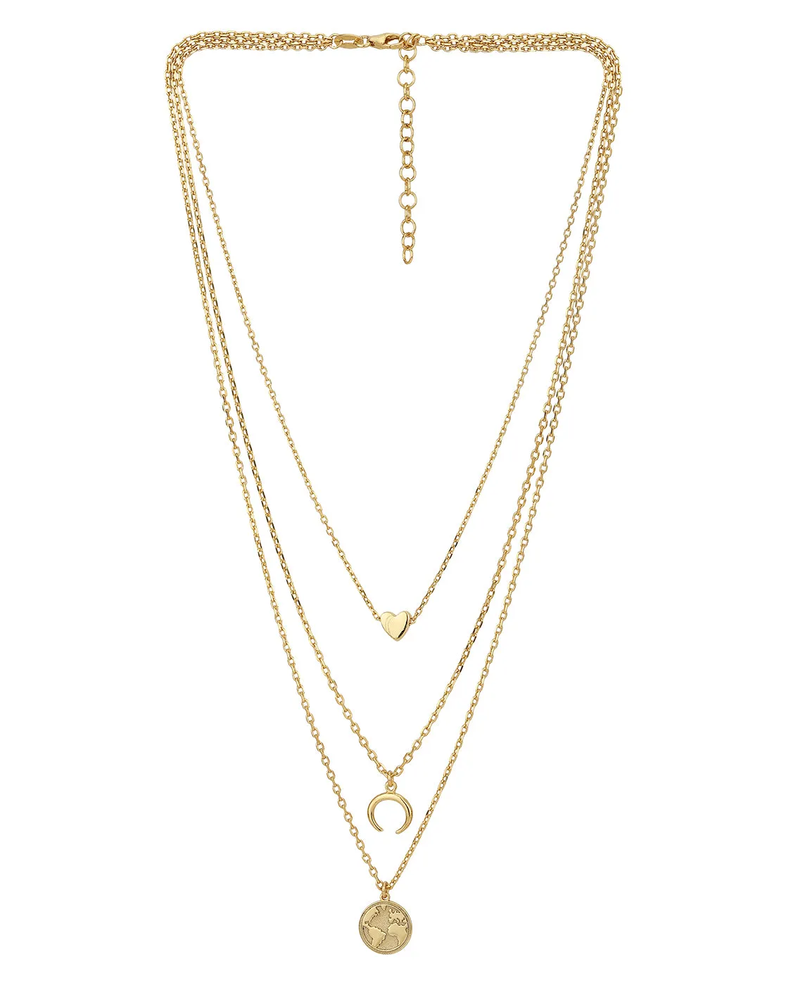 Carlton London Gold  Plated Inline Heart Layered Necklace