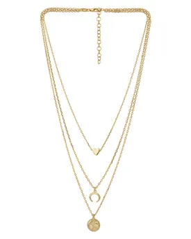 Carlton London Gold  Plated Inline Heart Layered Necklace