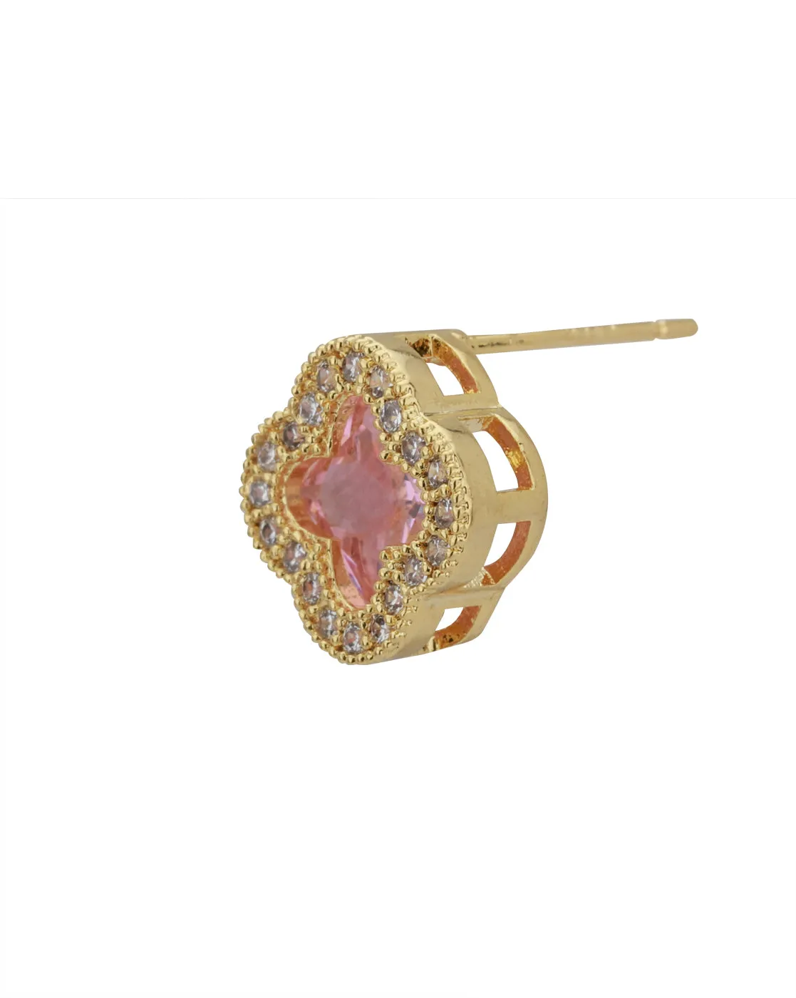 Carlton London Gold Plated Peach Coloured Cz Stud Earring For Women