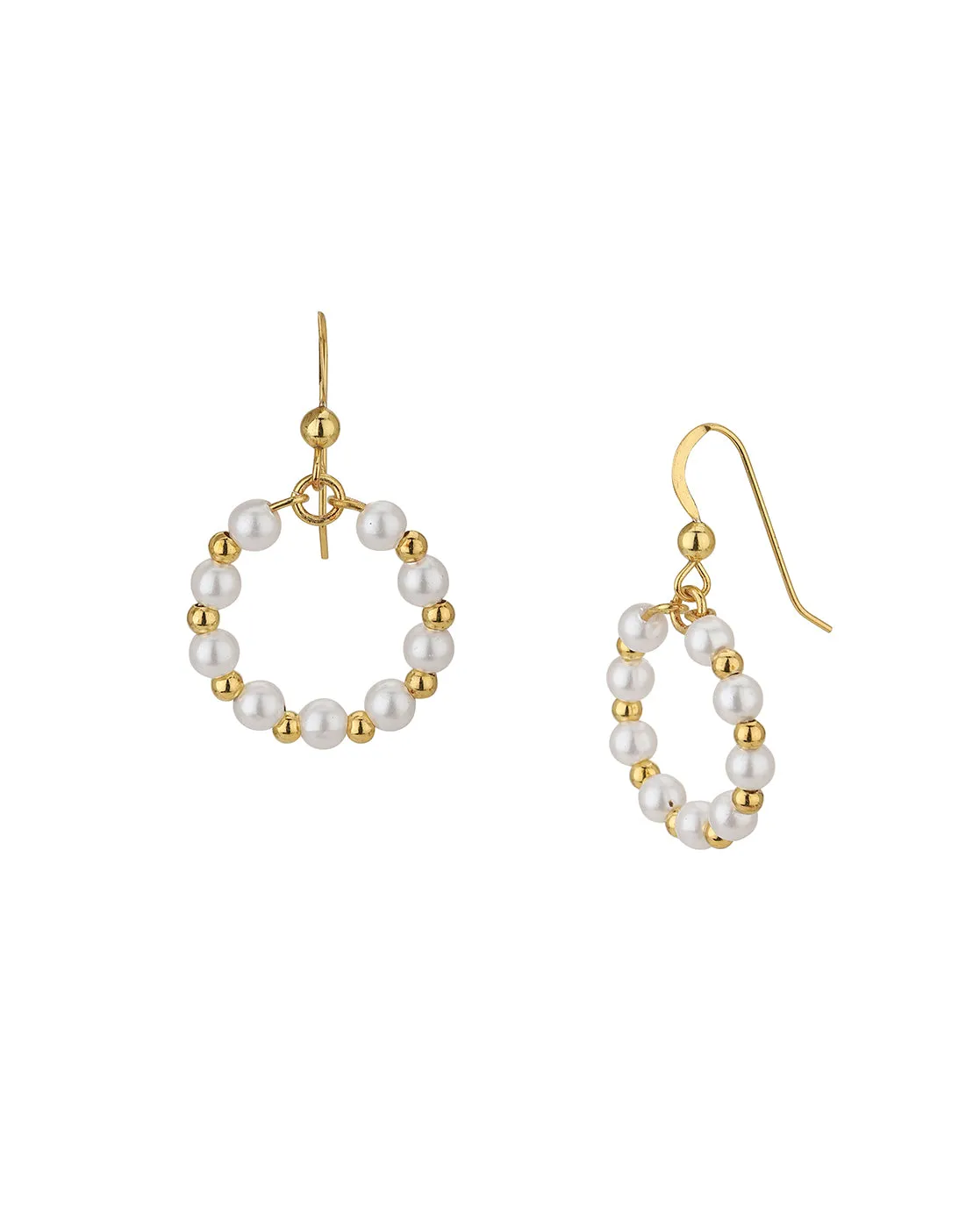 Carlton London Gold Plated White Pearl Circular Drop Earring For Women