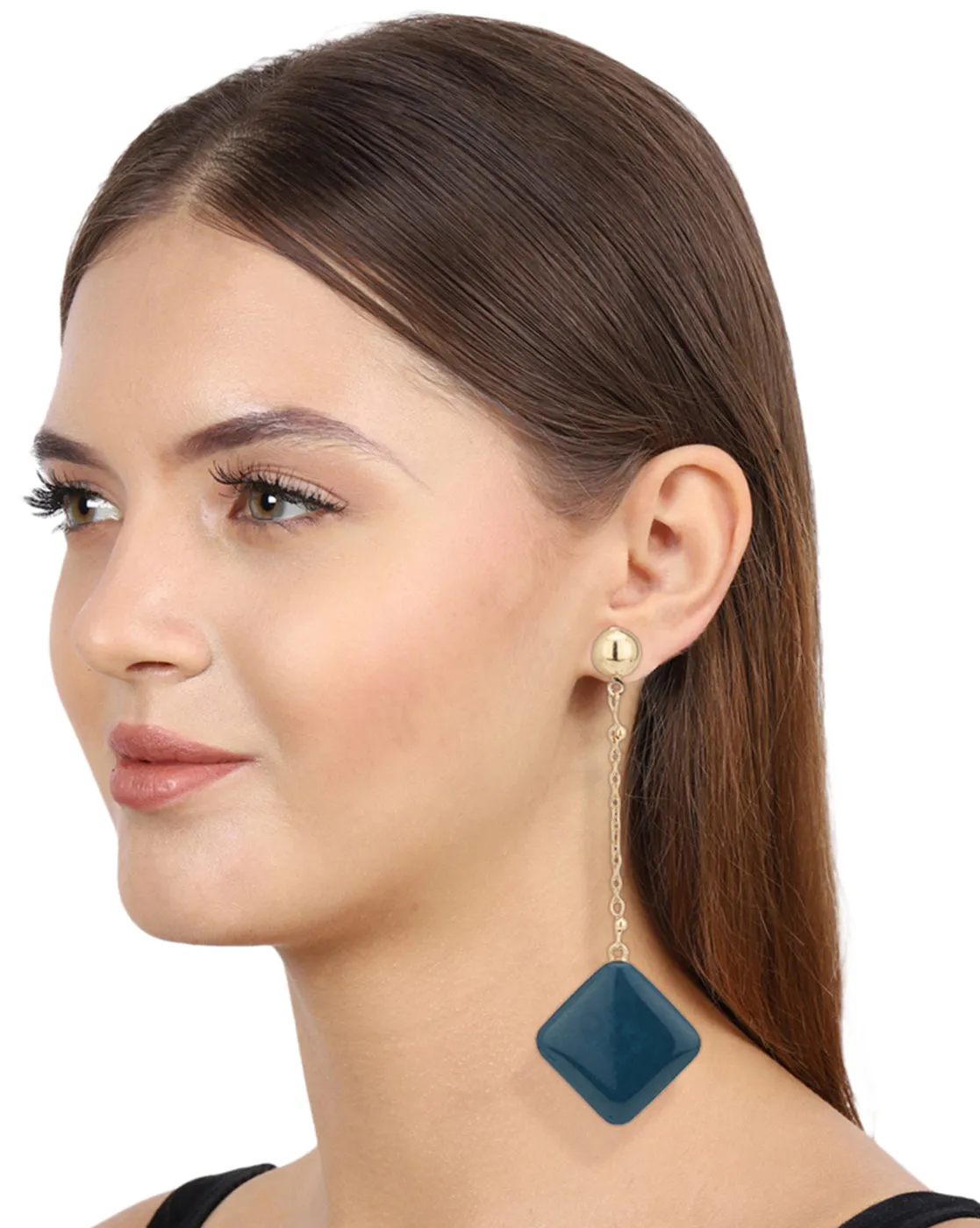 Carlton London Gold Plated With Enamel Square Drop Earring For Women