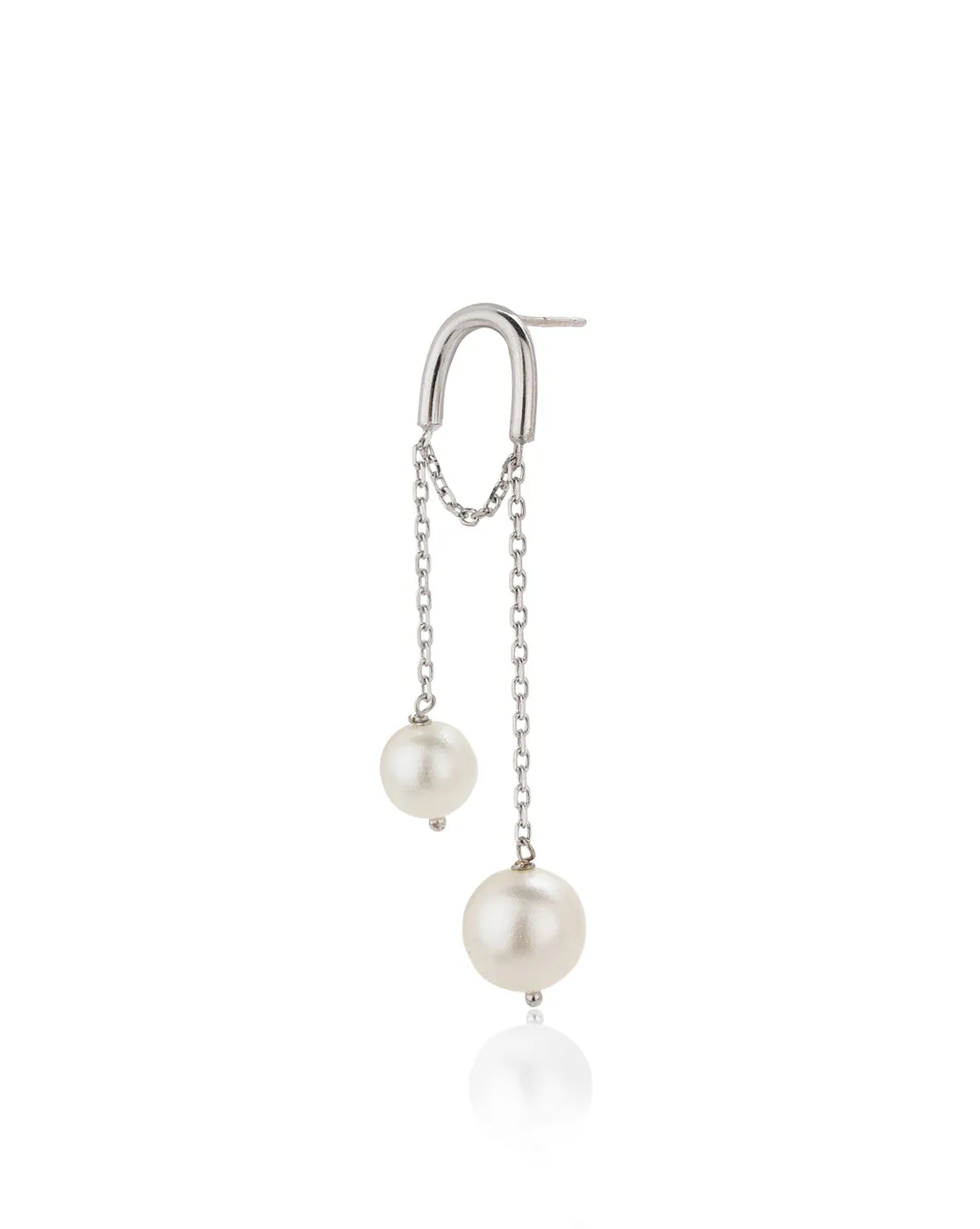 Carlton London Rhodium Plated Contemporary Drop Earring With Dangling Pearl