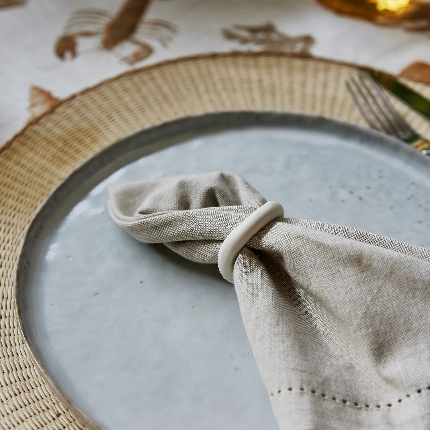 Ceramic White Napkin Ring Set Of 4