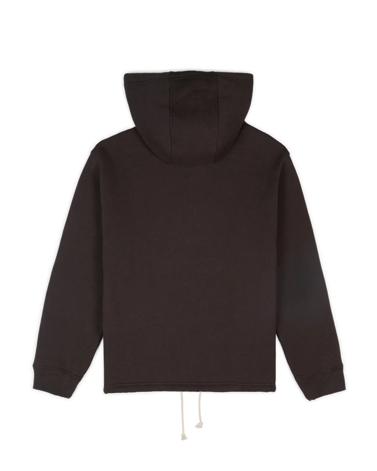 Chenille Embroidered Half Zip Hoodie - Black