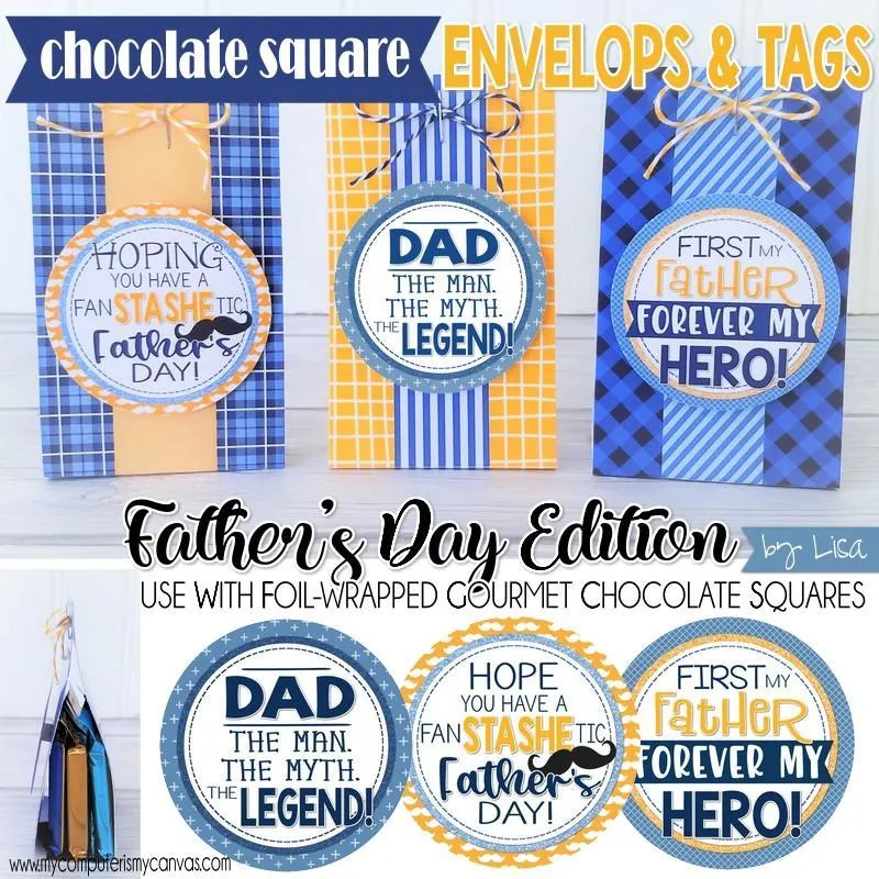 Chocolate Squares Envelops & Tags {FATHER'S DAY} PRINTABLE