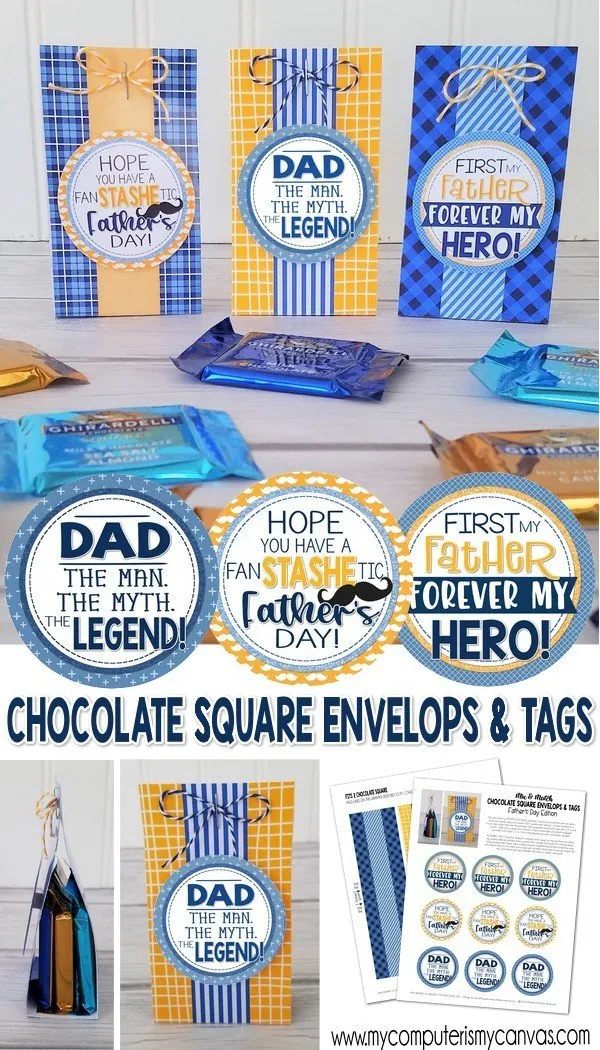 Chocolate Squares Envelops & Tags {FATHER'S DAY} PRINTABLE