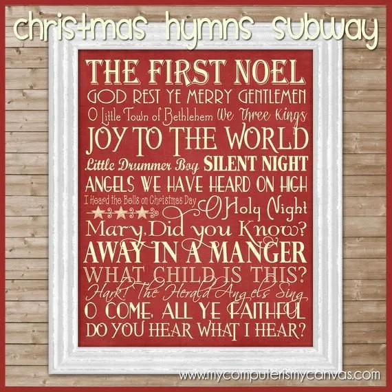 Christmas Hymns Subway Art PRINTABLE