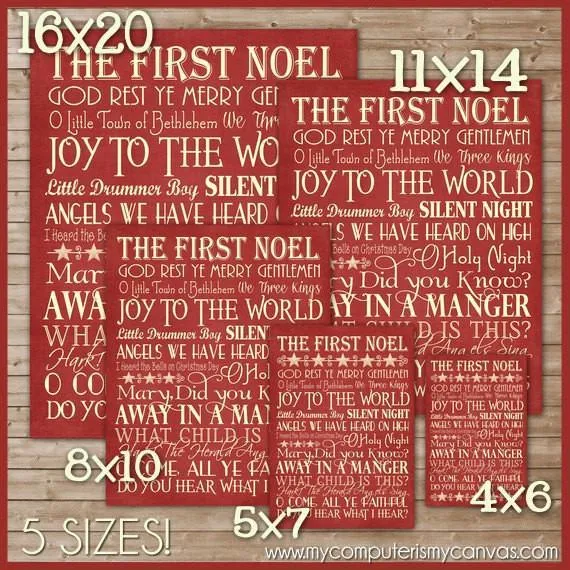 Christmas Hymns Subway Art PRINTABLE