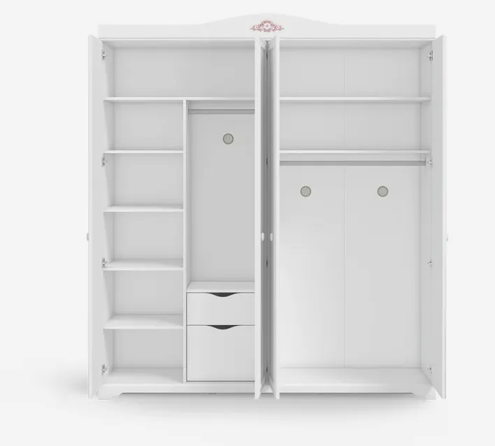 Cilek Rustic White 4-Doors Wardrobe