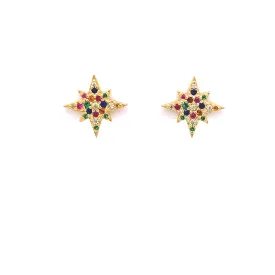 Colored CZ Starburst Earrings