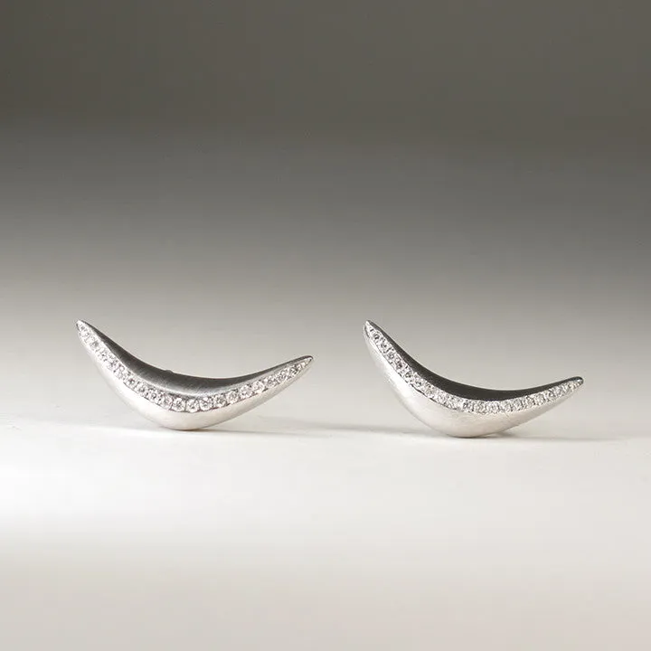 Crescent Earrings with Diamonds