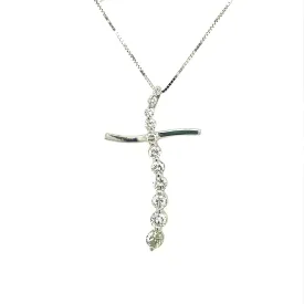 Curved Detail Diamond Cross Pendant