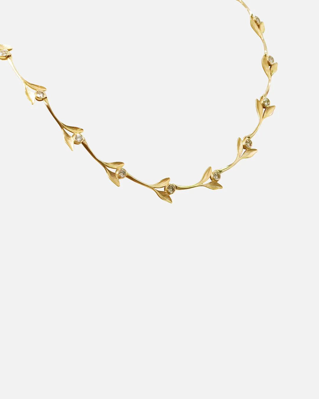 Curved Sprig Diamond Necklace