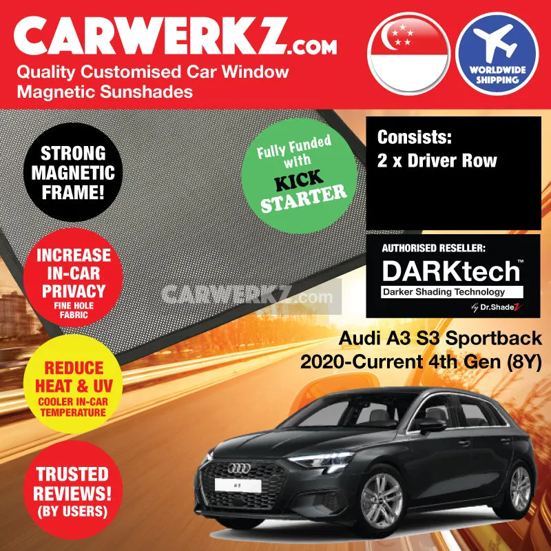 DARKtech Audi A3 S3 Sportback 2020-Current 4th Generation (8Y) Germany Hatchback Customised Magnetic Sunshades