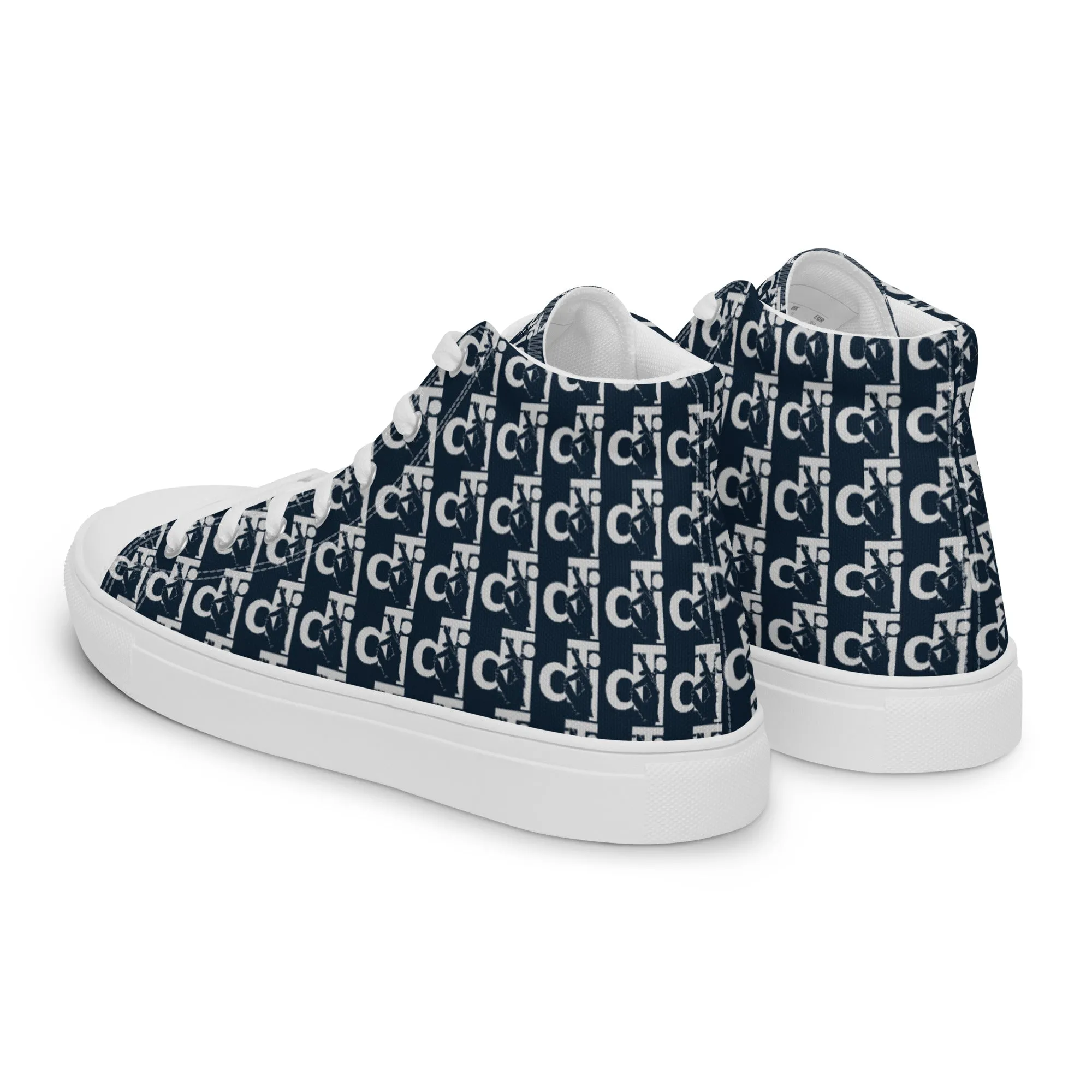 Descendants of the Island Navy and Grey Women’s high top canvas shoes