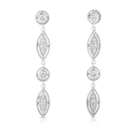 Diamond Marquise and Round Shaped Dangle Earrings