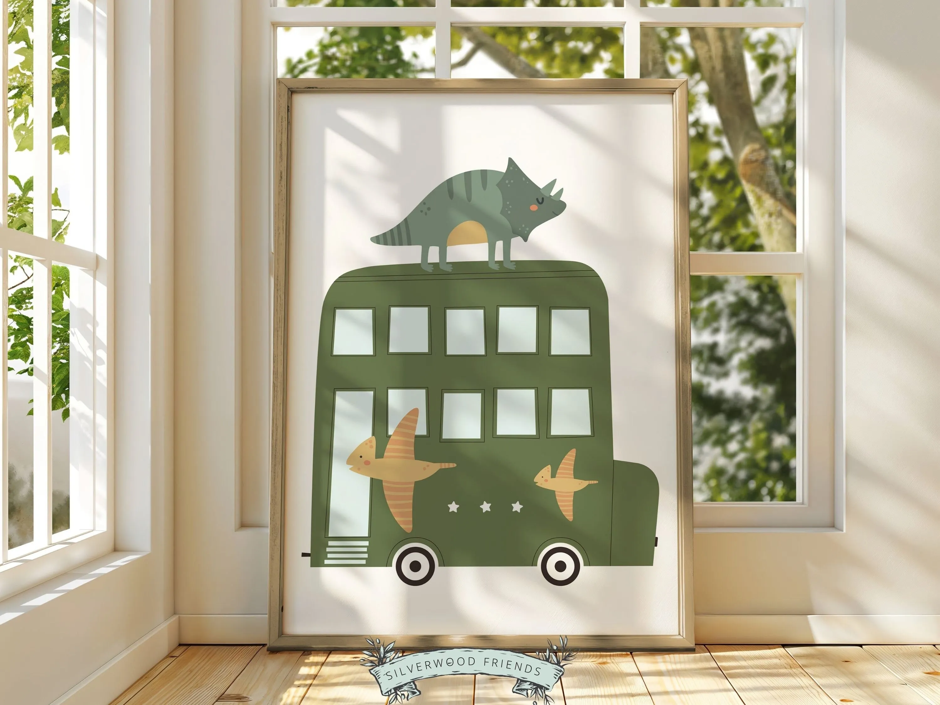 Dinosaur Car Nursery Prints - Set of 6