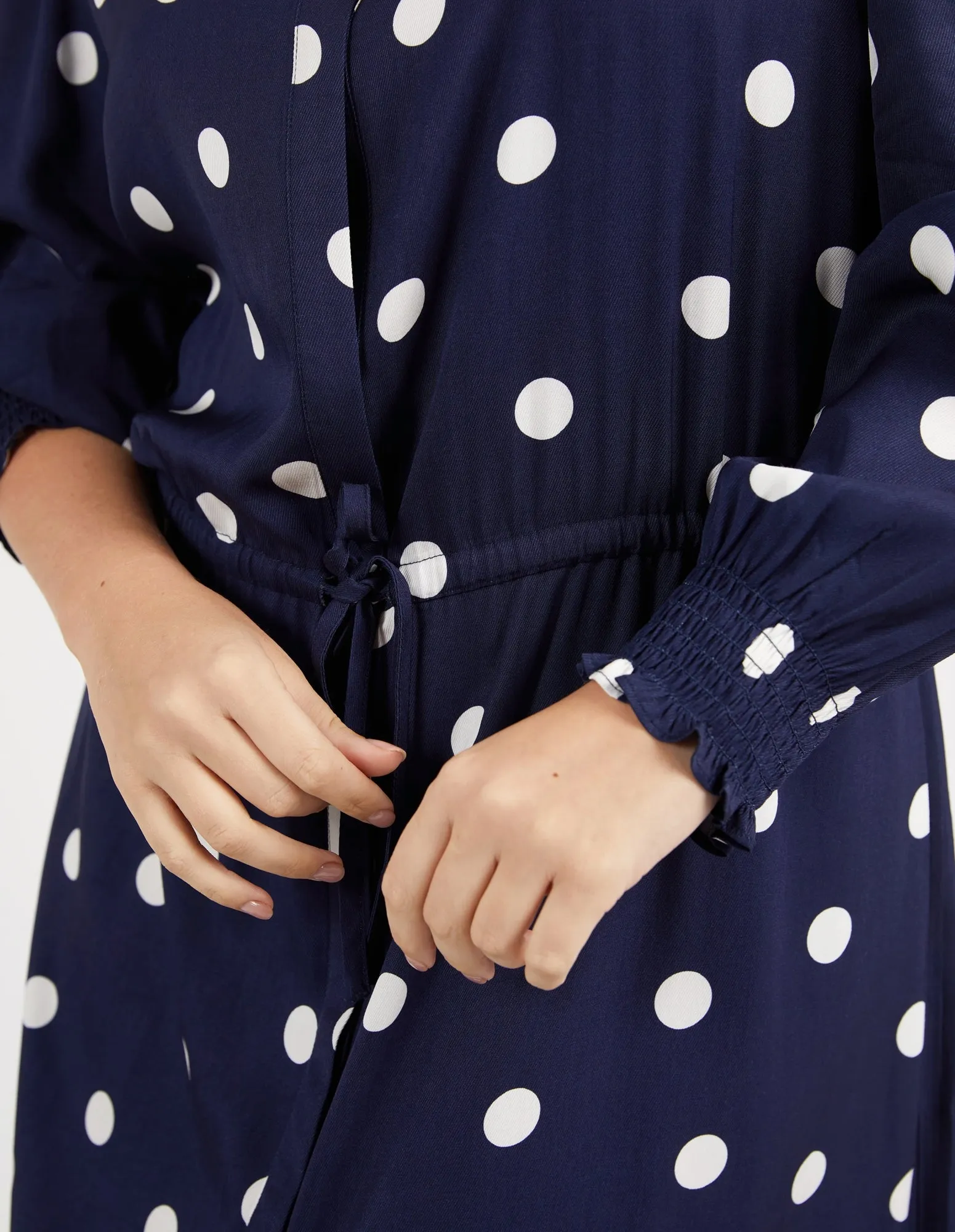 Dottie Dress Navy Spot Print