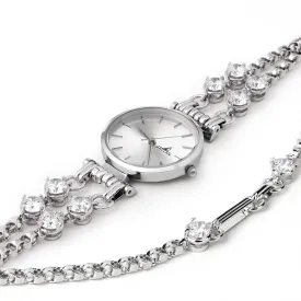 Double Mini Gems Watch with Chain [White gold]