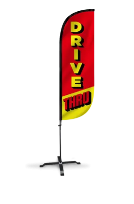 Drive Thru Red & Yellow Feather Flag