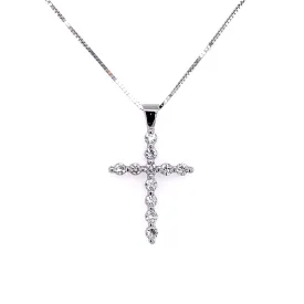 Eleven Round Diamond Cross Pendant