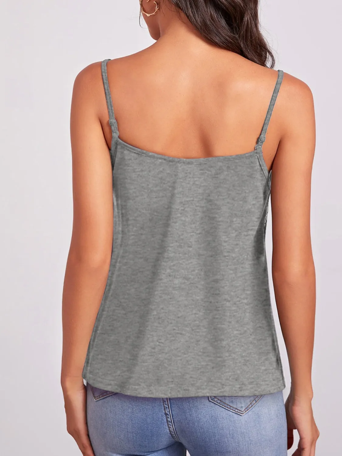 FAM-FAM Geometric V-Neck Spaghetti Strap Cami