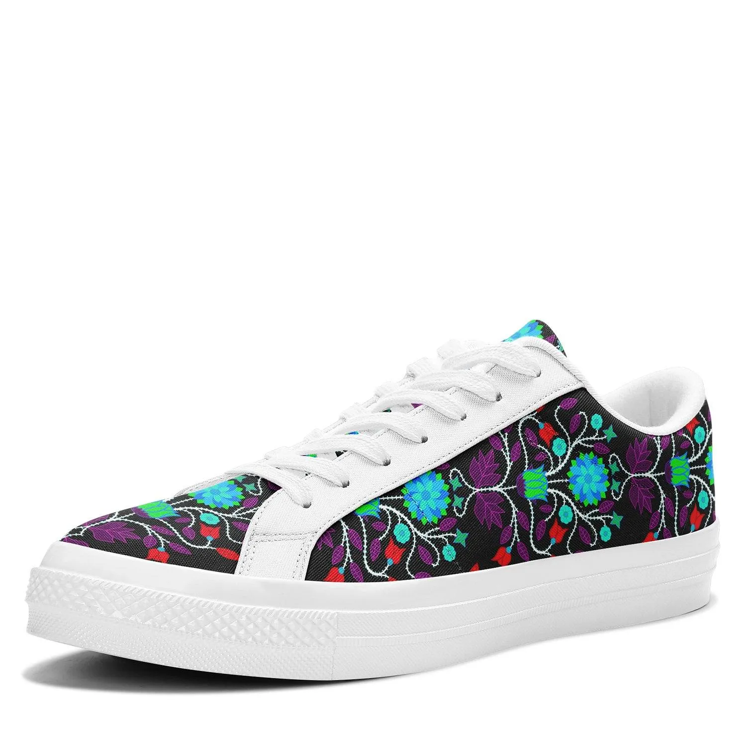 Floral Beadwork Four Clans Winter Aapisi Low Top Canvas Shoes White Sole