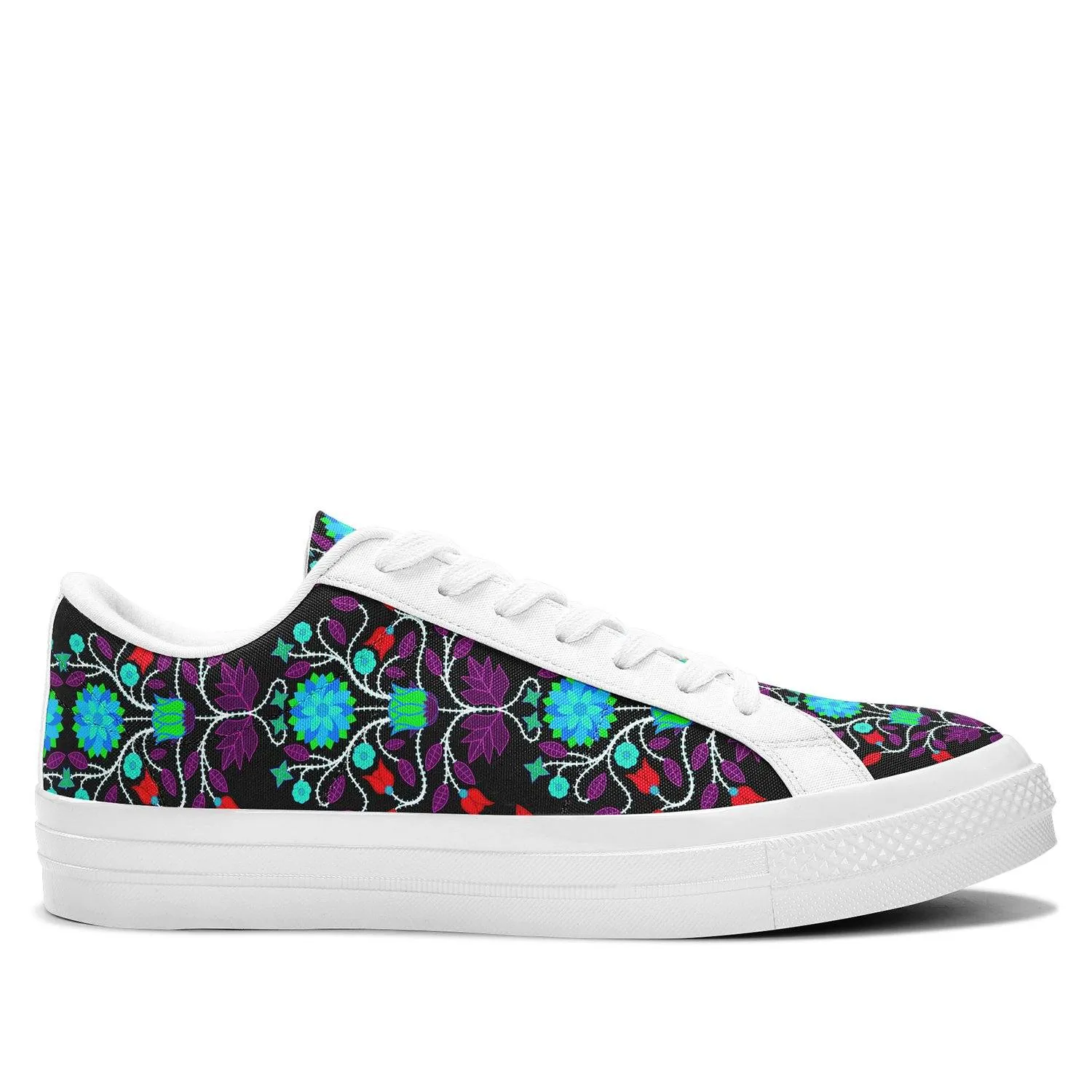 Floral Beadwork Four Clans Winter Aapisi Low Top Canvas Shoes White Sole