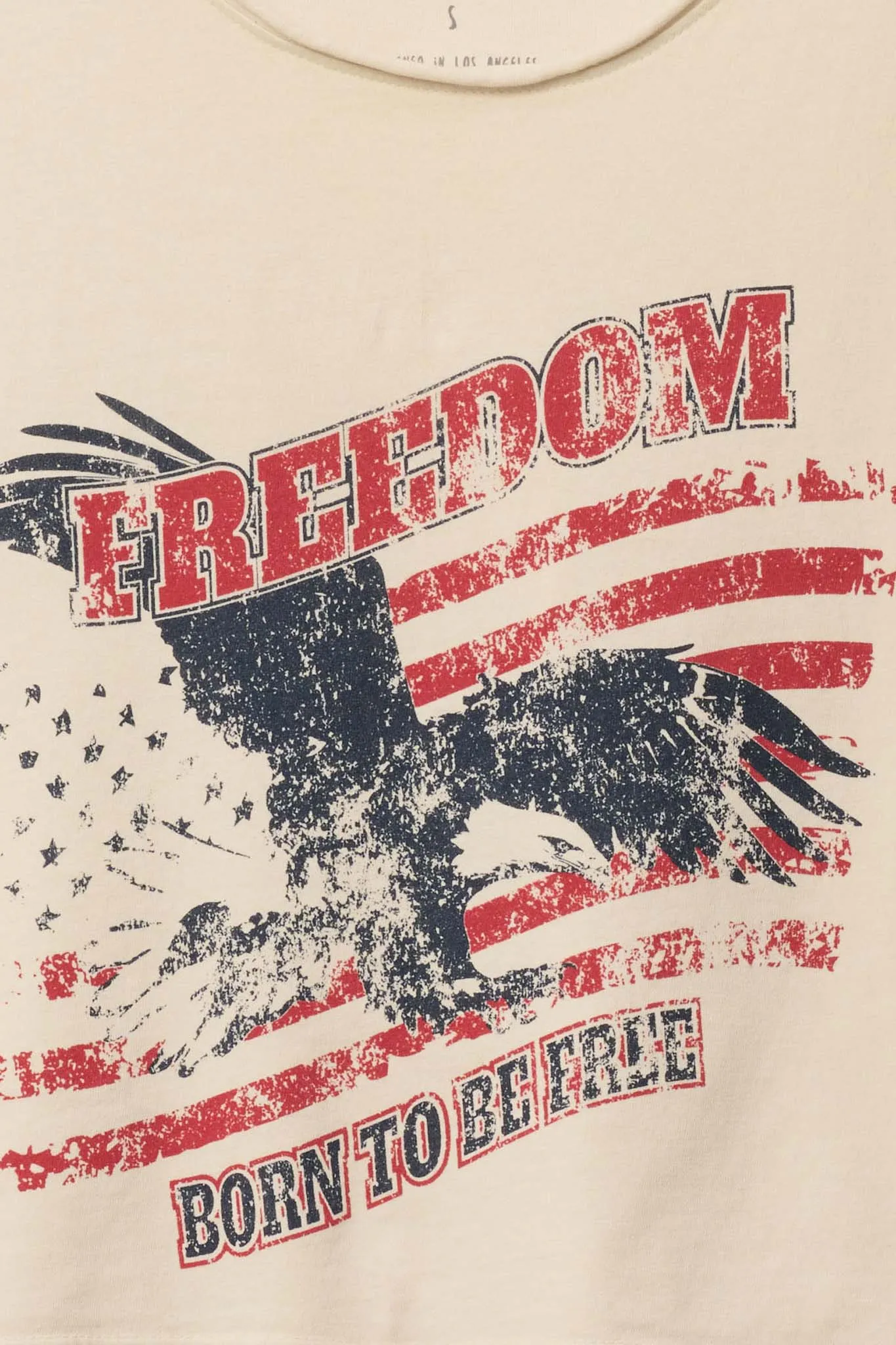 Freedom Vintage-Wash Raw-Edge Graphic Tank Top