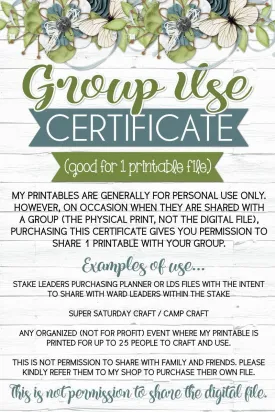 GROUP USE CERTIFICATE