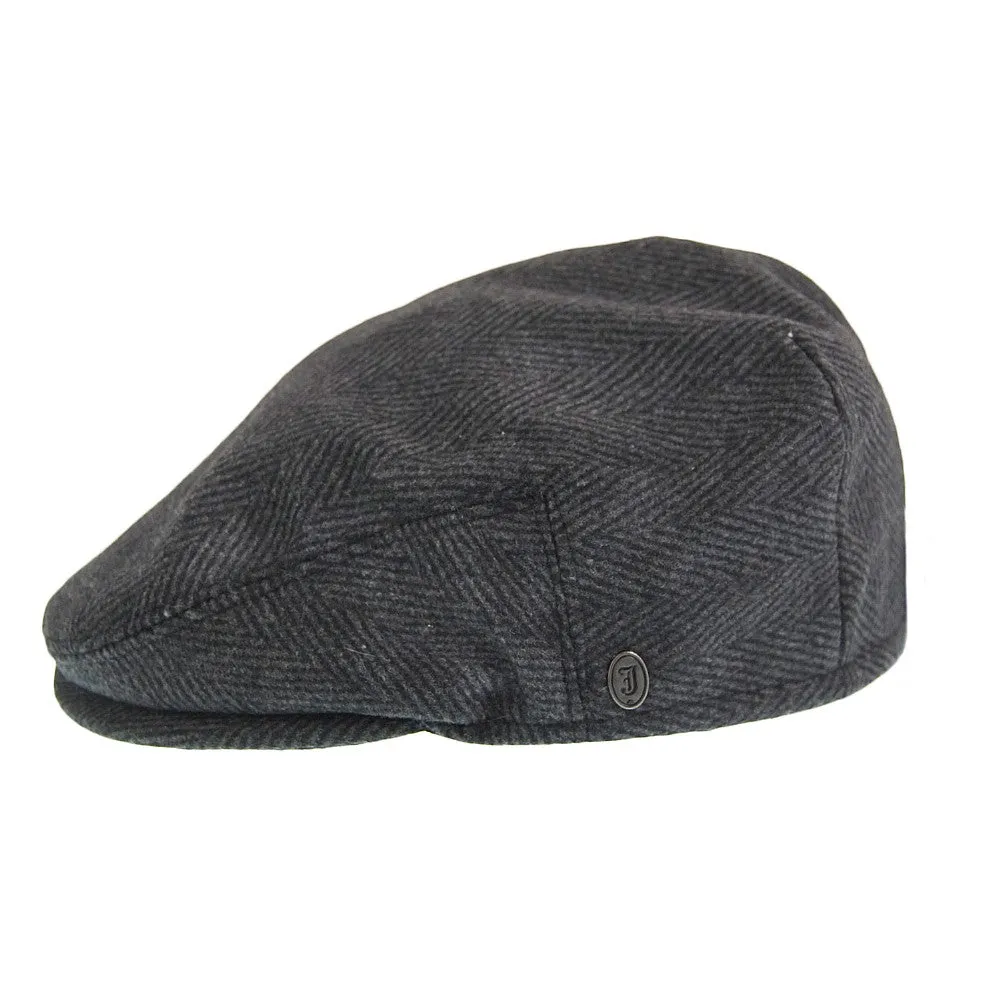 Herringbone Flat Cap - Charcoal