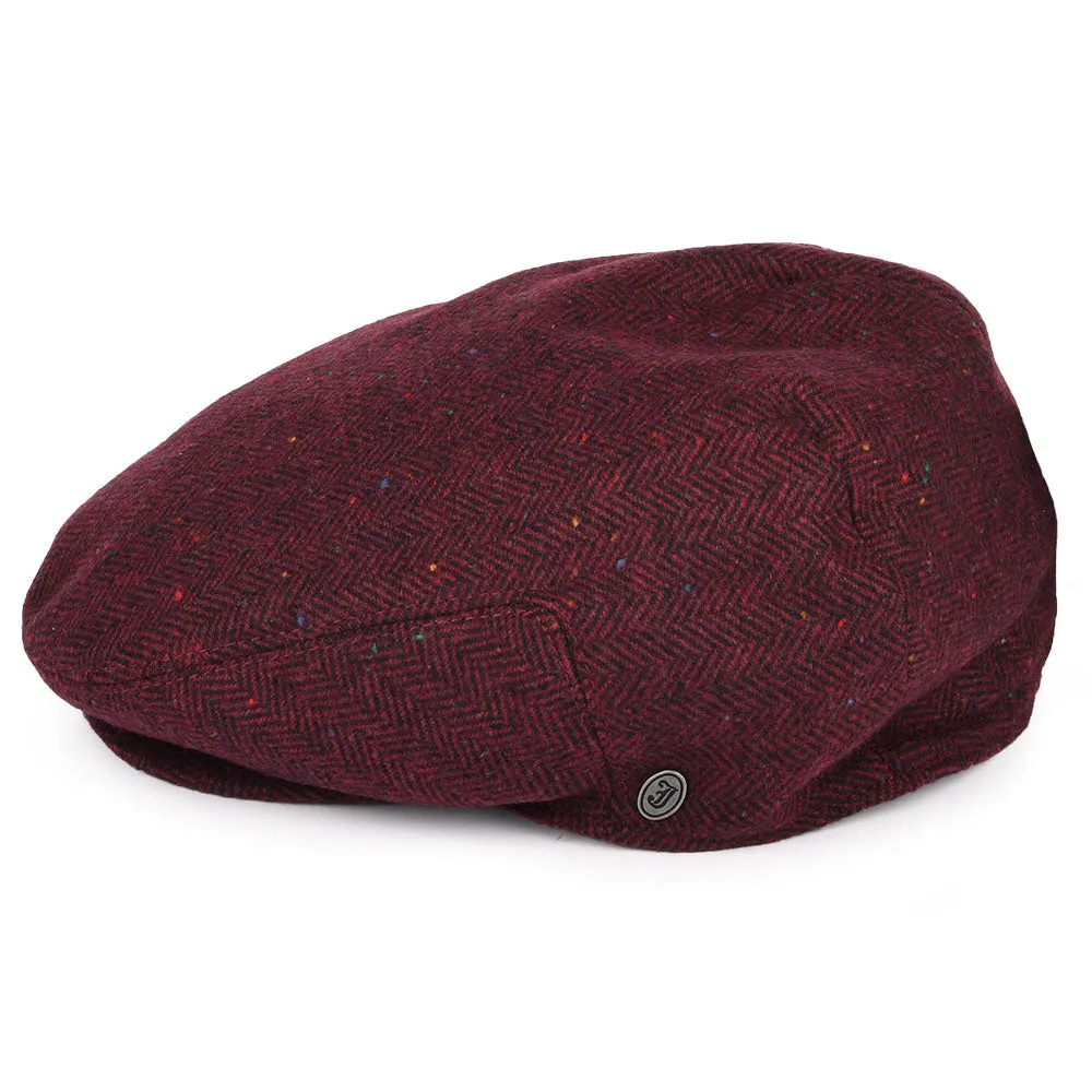 Hillcrest Herringbone Flat Cap - Burgundy-Black