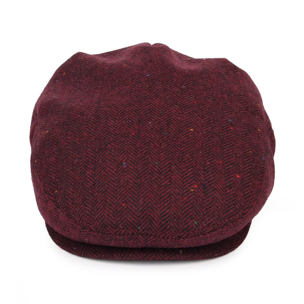 Hillcrest Herringbone Flat Cap - Burgundy-Black