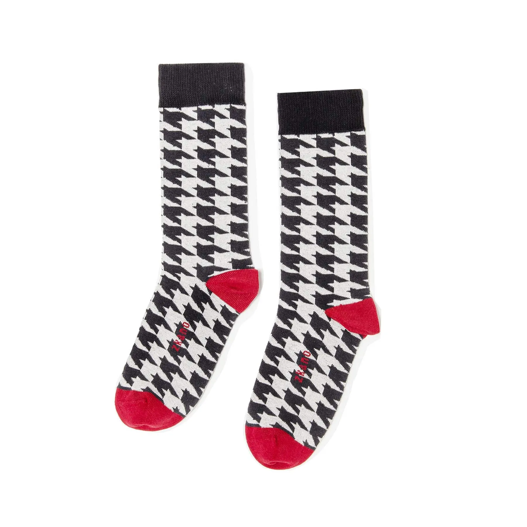 Houndstooth - Organic Cotton Crew Socks - Black